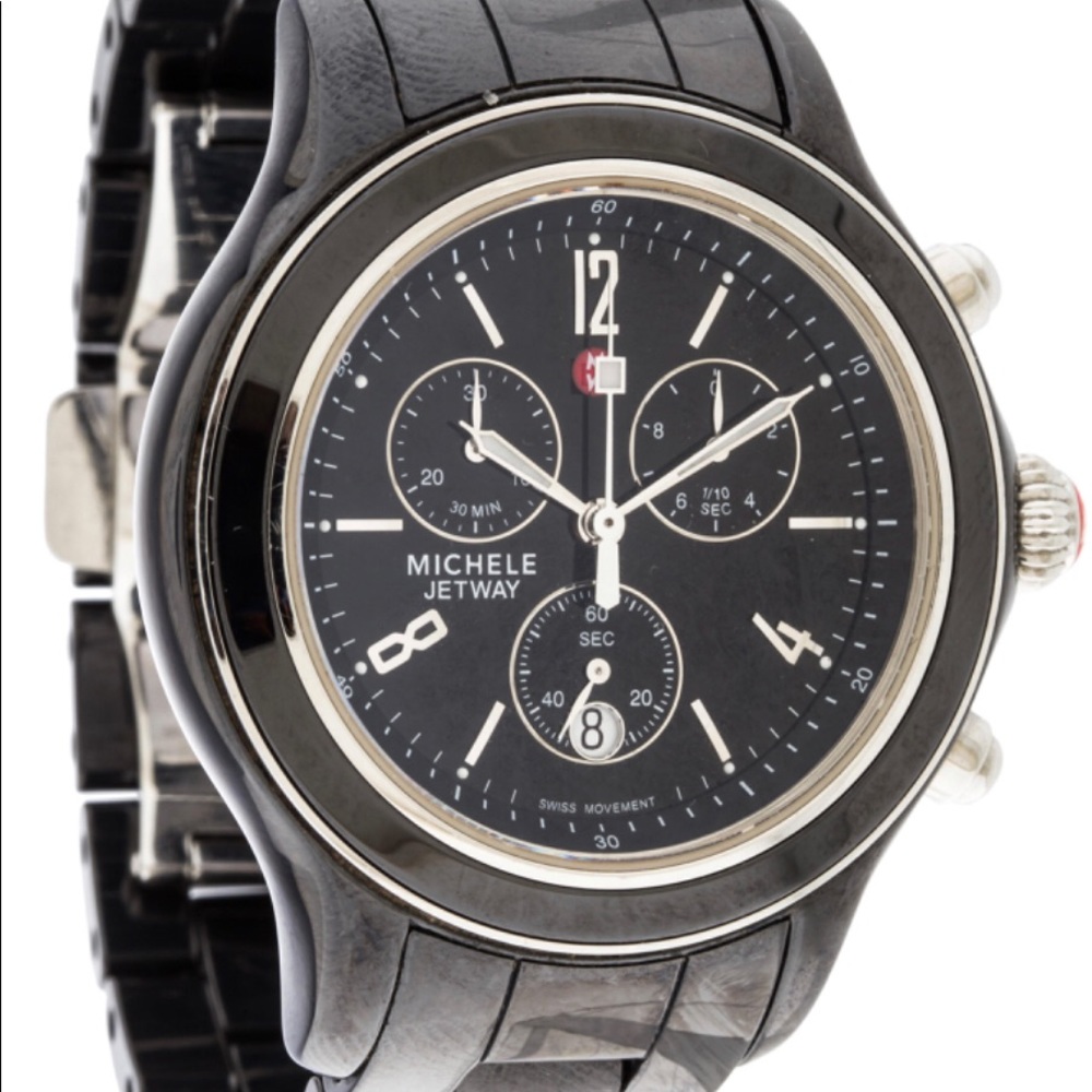 Michele Watch Jetway Tahitian Black Ceramic Watch